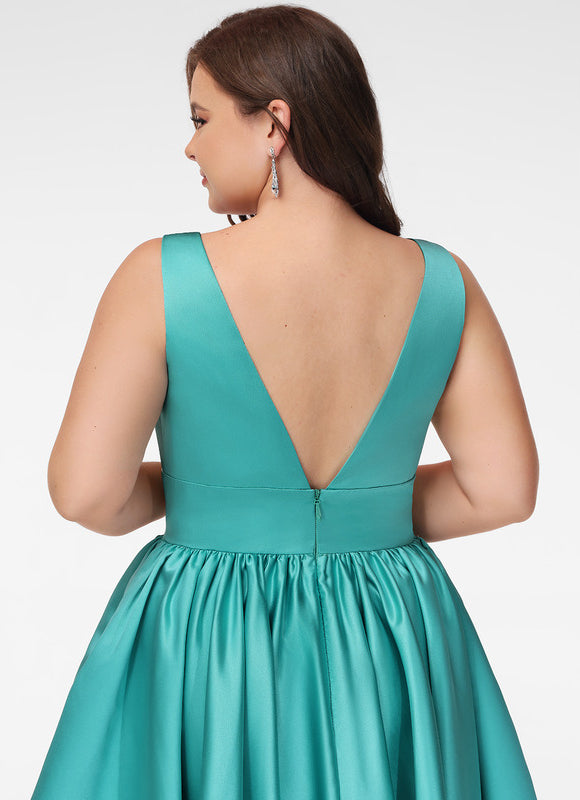 Robe Courte Satin Évasée Bleu - gallery 7