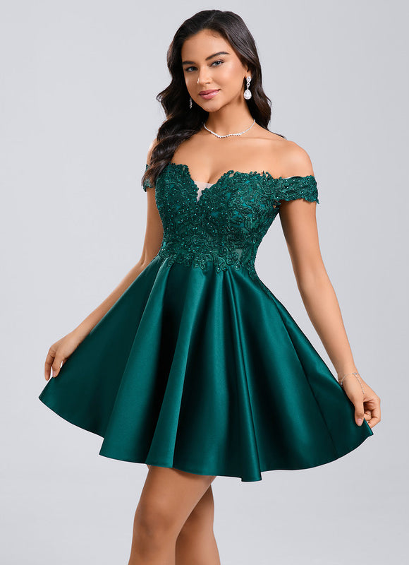 Robe Courte Émeraude Ornée - gallery 1