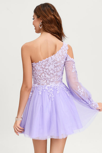 Robe Courte Asymétrique Coupe Trapèze À Volants - gallery 3
