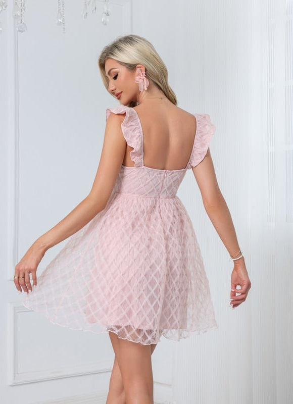 Robe Courte En Tulle Texturé - gallery 1