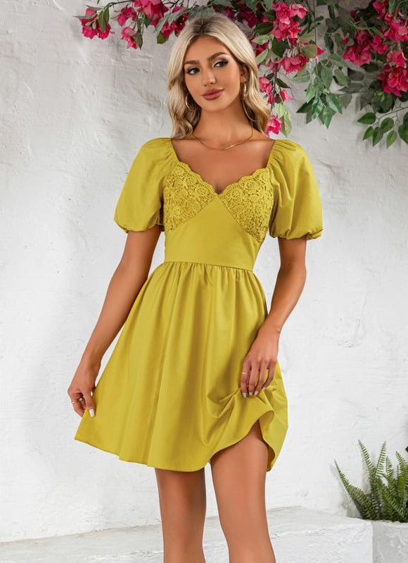 Robe Courte Jaune Vintage - gallery 1