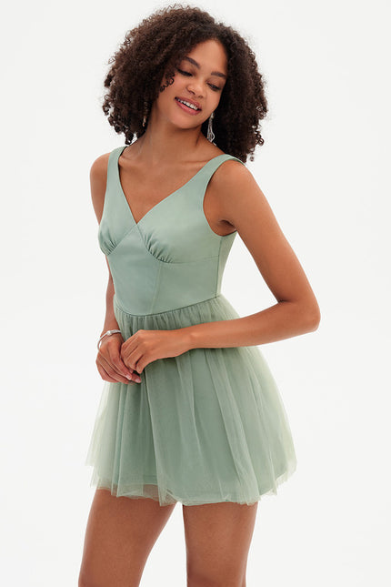 Robe Courte Tulle Émeraude - gallery 2