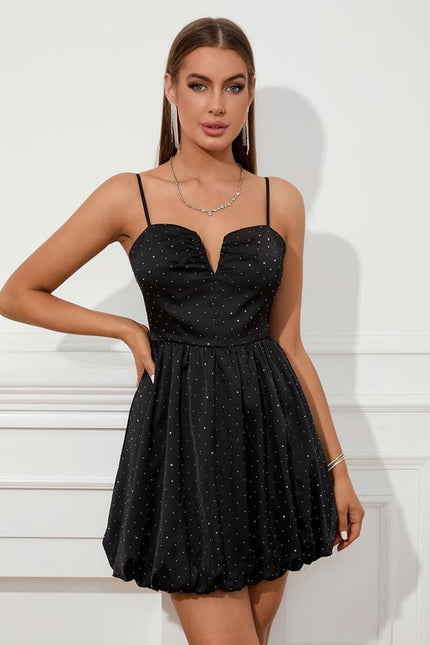 Robe Courte Bal Noire À Pois - gallery 1