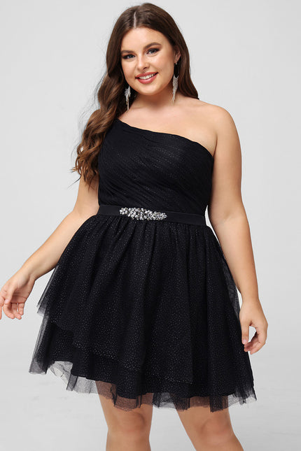 Robe Courte De Bal Asymétrique Scintillante - gallery 8