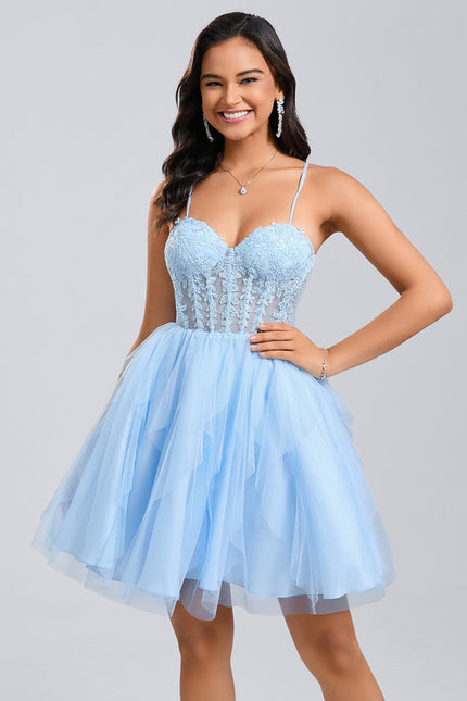 Robe Courte Tulle Bleu Ciel - gallery 1