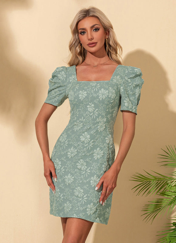 Robe Courte Fleurie En Polyester