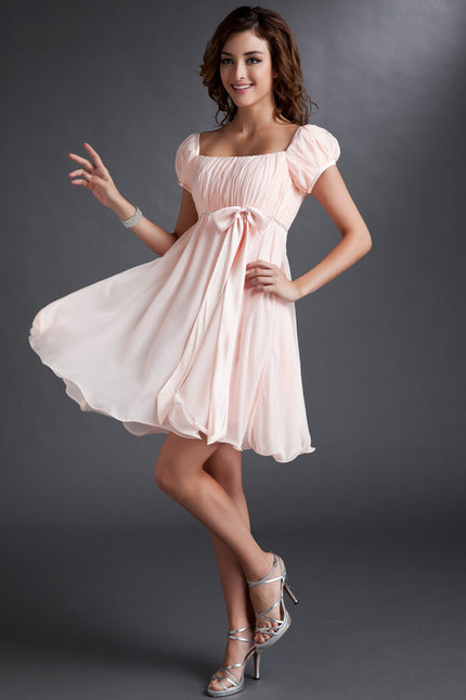 Robe Courte Mousseline Pêche - gallery 3