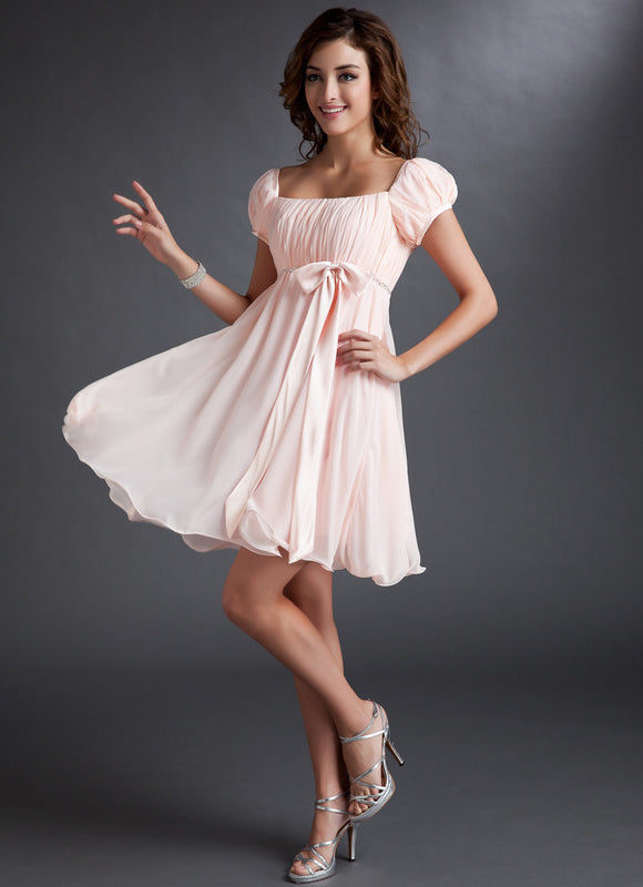 Robe Courte Mousseline Pêche - gallery 3