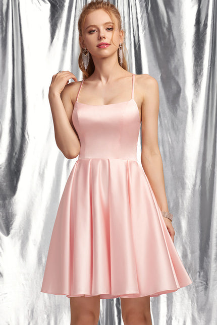Robe Courte Satinée Marine - gallery 4