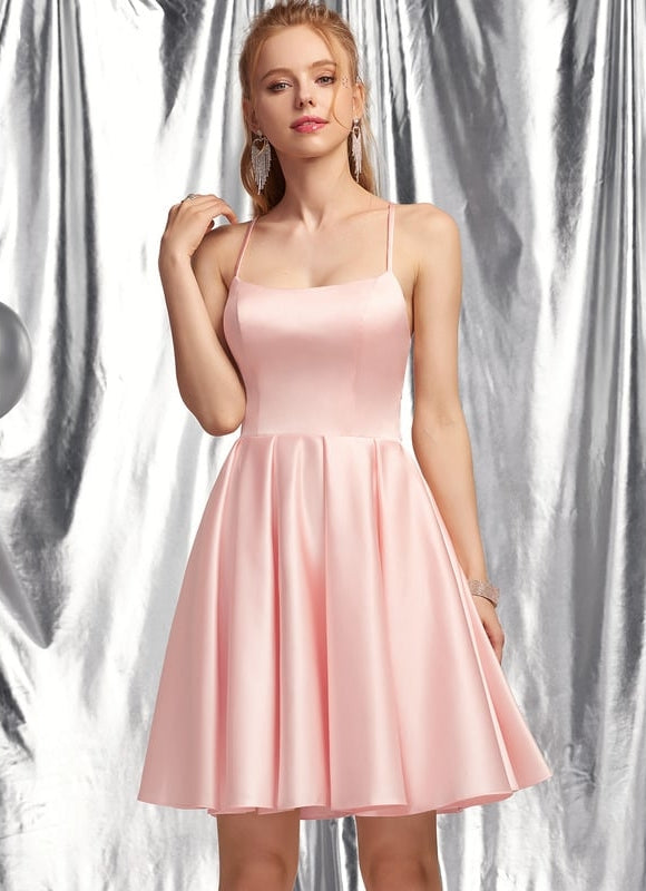 Robe Courte Rose Satinée - gallery 4