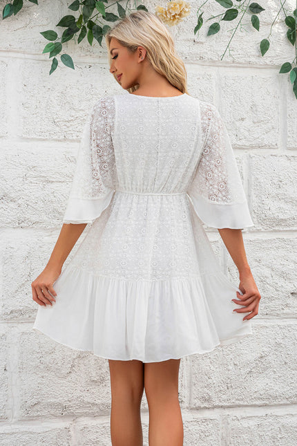Robe Blanche Droite Courte - gallery 3