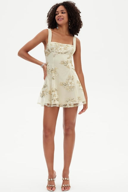 Robe Courte Florale Ivoire - gallery 2