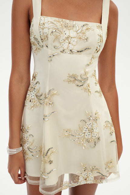 Robe Courte Florale Ivoire - gallery 7