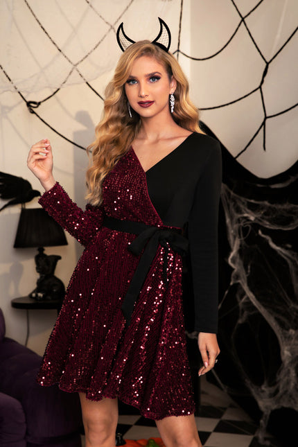 Robe Courte Scintillante Bicolore