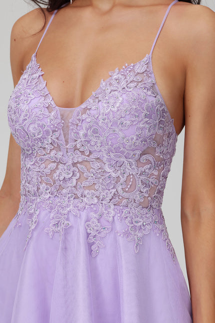 Robe Courte Tulle Lilas Élégante - gallery 4