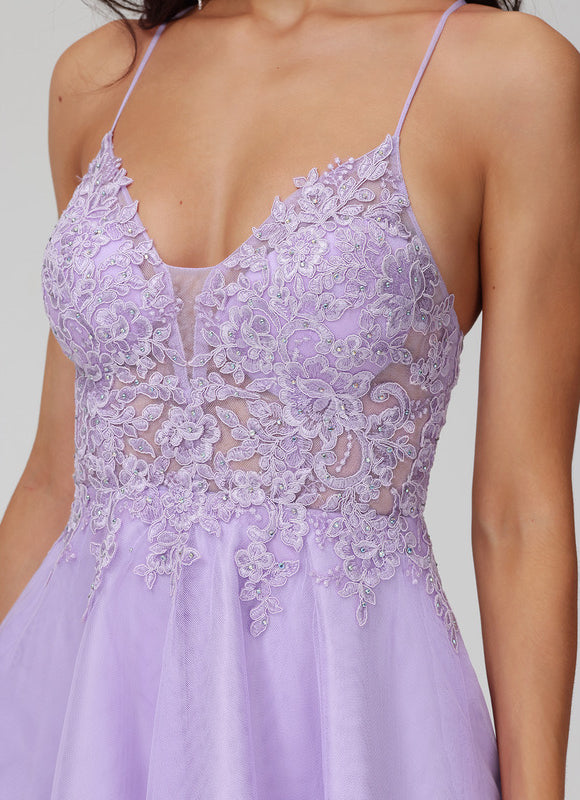 Robe Courte Tulle Lilas Élégante - gallery 4