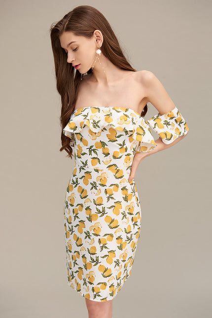 Robe Courte Citronnée Ajustée - gallery 4