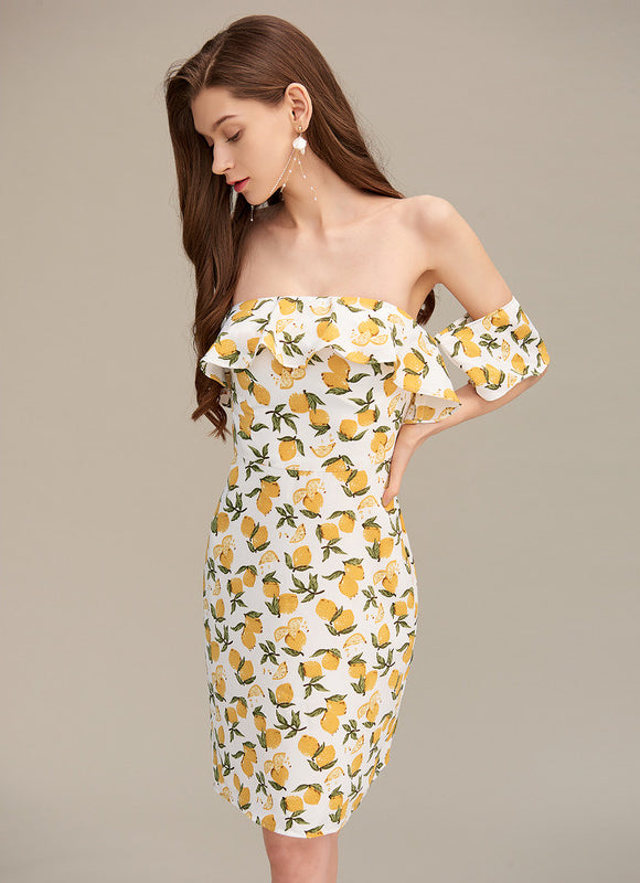 Robe Courte Citronnée Ajustée - gallery 4
