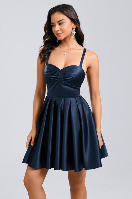 Robe Courte Satinée Évasée - gallery 4