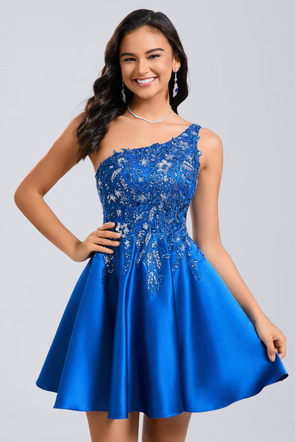 Robe Courte Satin Asymétrique - gallery 2