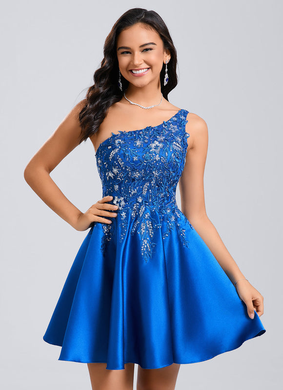 Robe Courte Satin Asymétrique - gallery 2