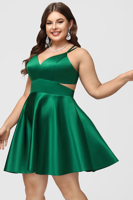 Robe Courte Satin Évasée Bleu - gallery 8