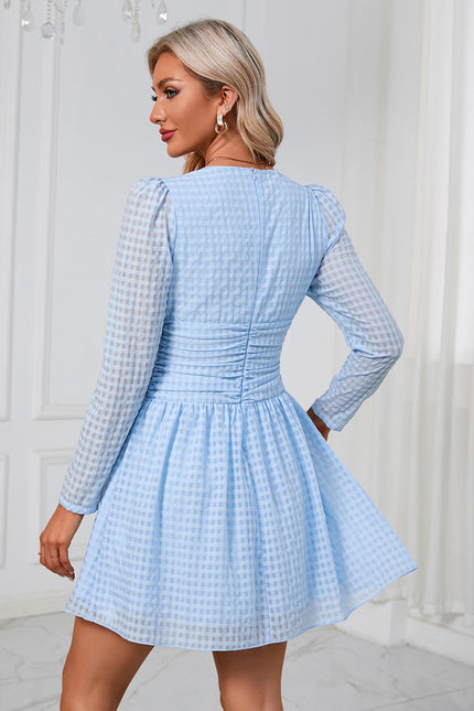 Robe Courte Vichy Bleu Clair - gallery 5