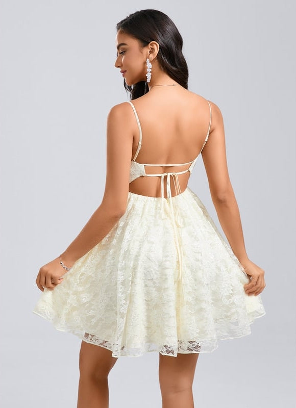 Robe Courte Dentelle Ivoire - gallery 4