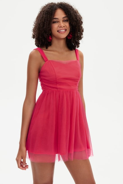 Robe Courte Rose Aérienne - gallery 7