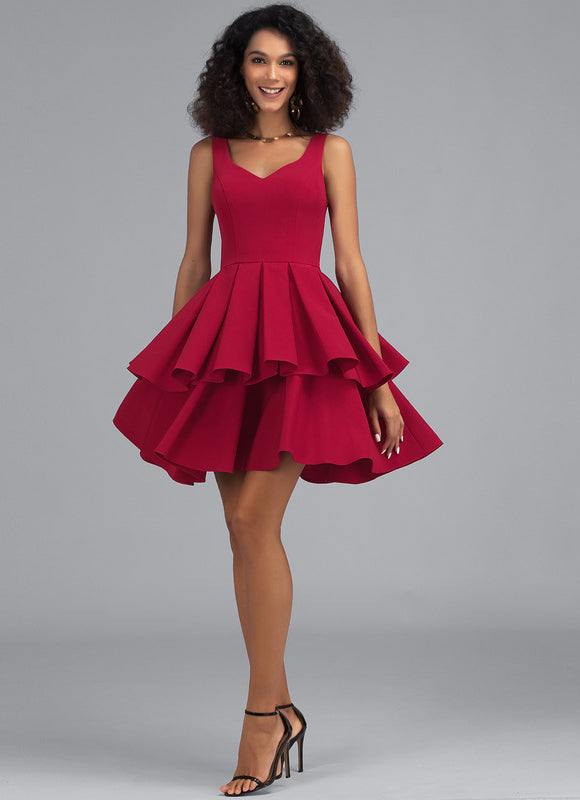 Robe Courte Évasée Cerise