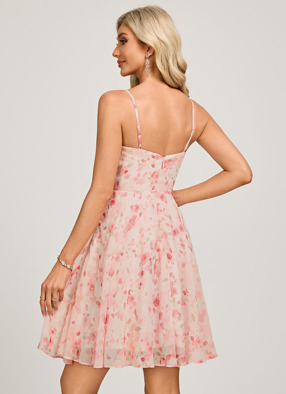 Robe Courte Vaporeuse À Bretelles - gallery 5