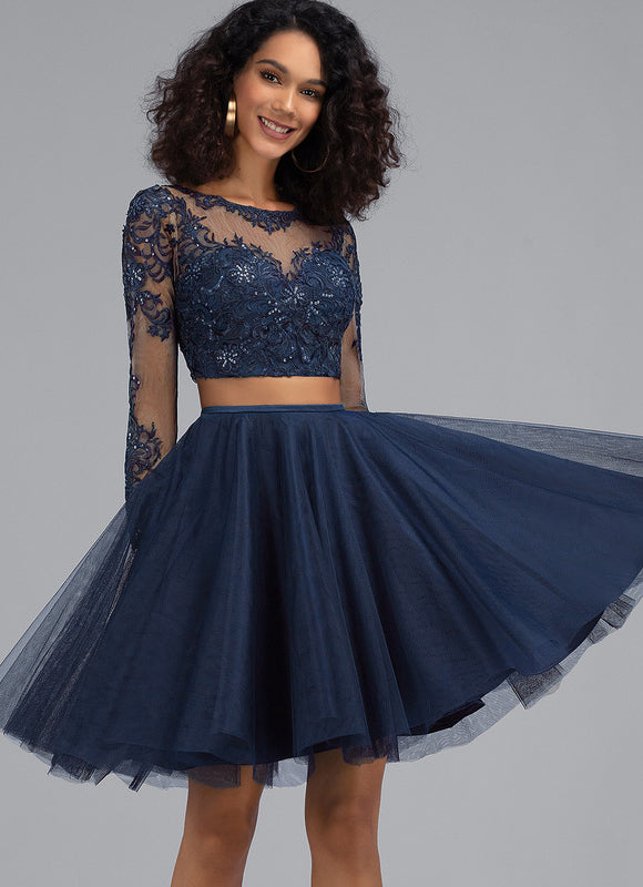 Robe Courte Tulle Marine