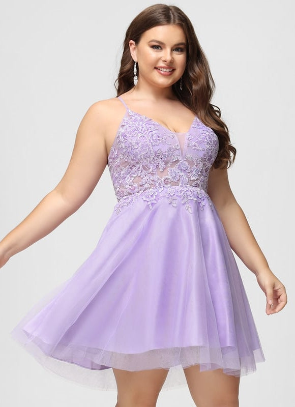 Robe Courte Tulle Lilas Élégante - gallery 9