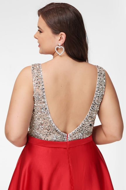 Robe Courte Satinée Rouge Brillante - gallery 5