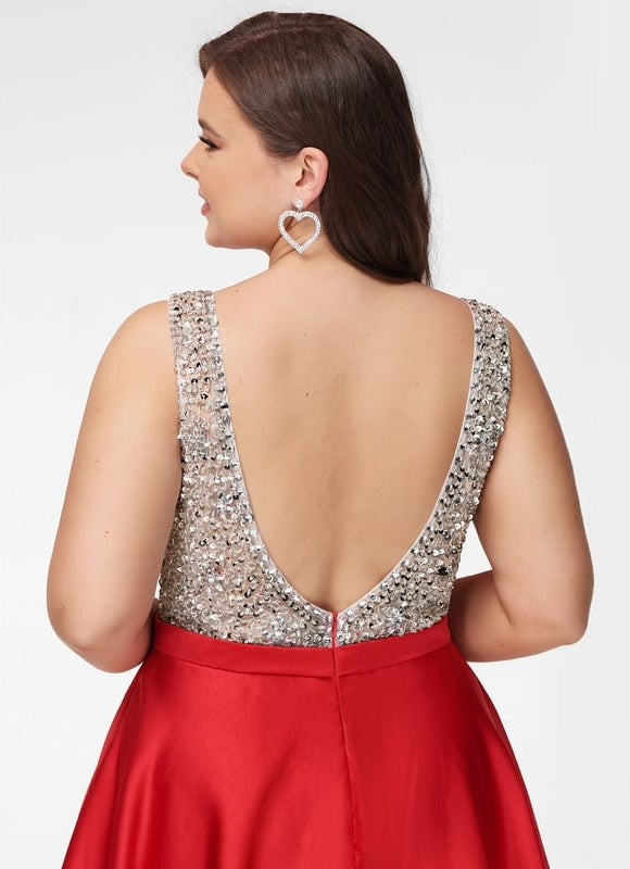 Robe Courte Satinée Rouge Brillante - gallery 5