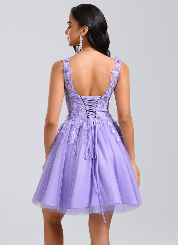 Robe Courte Violette Embellie - gallery 4