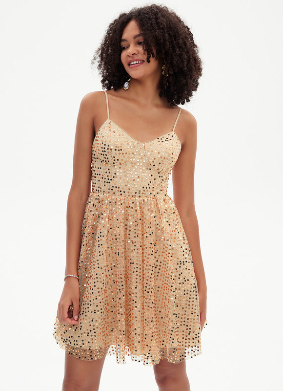Robe Courte Scintillante Marine - gallery 7