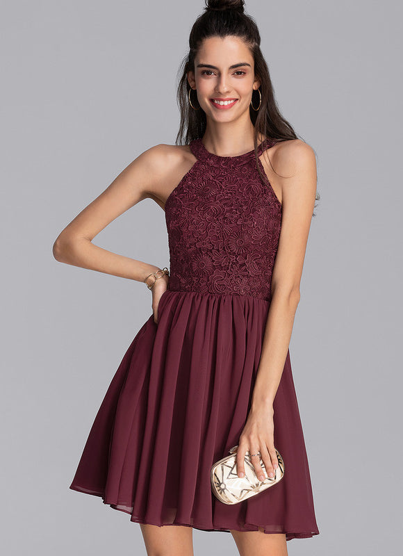 Robe De Soirée Courte Dentelle - gallery 4