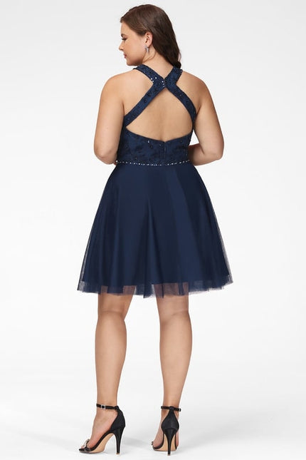 Robe Courte Soirée Bleu Nuit - gallery 9