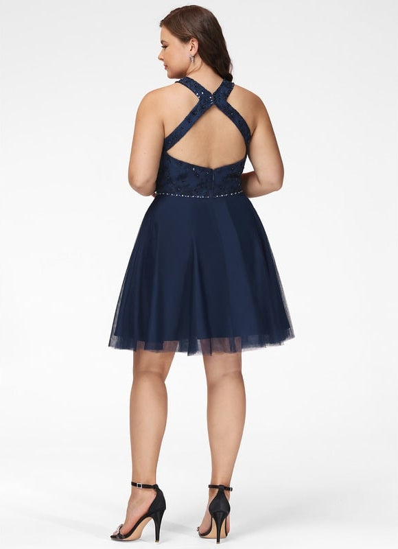 Robe Courte Soirée Bleu Nuit - gallery 9