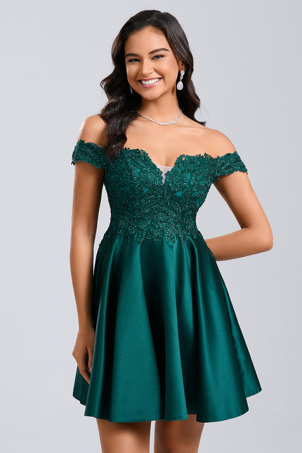 Robe Courte Émeraude Ornée - gallery 3