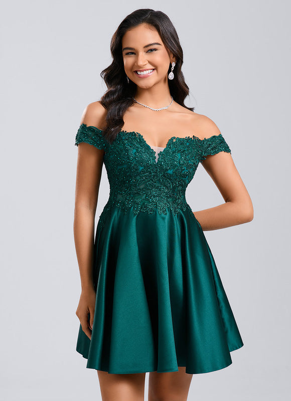 Robe Courte Émeraude Ornée - gallery 3