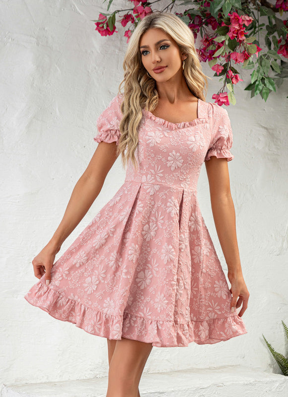 Robe Courte Rose Florale