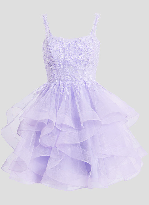 Robe Courte Tulle Asymétrique Rose - gallery 7