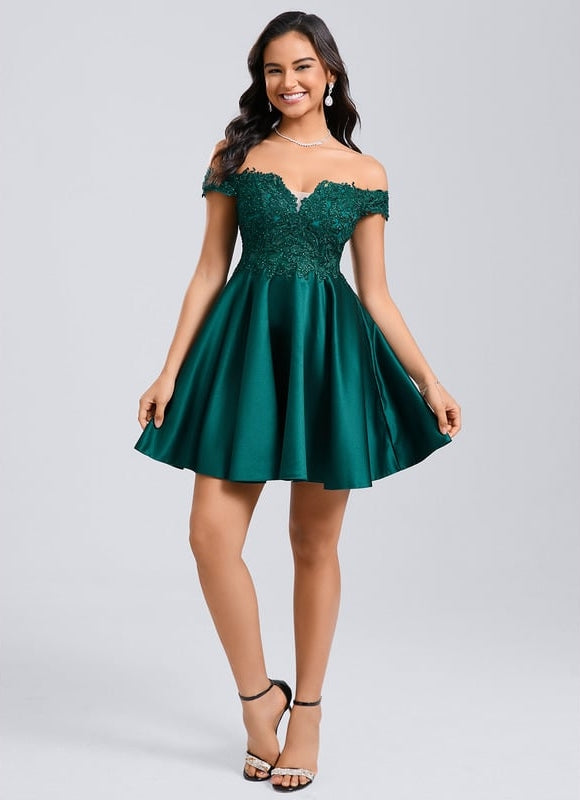 Robe Courte Émeraude Ornée - gallery 5