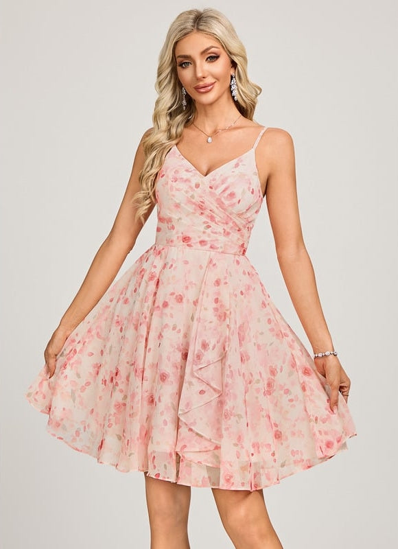 Robe Courte Vaporeuse À Bretelles