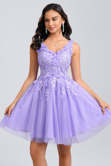 Robe Courte Violette Embellie