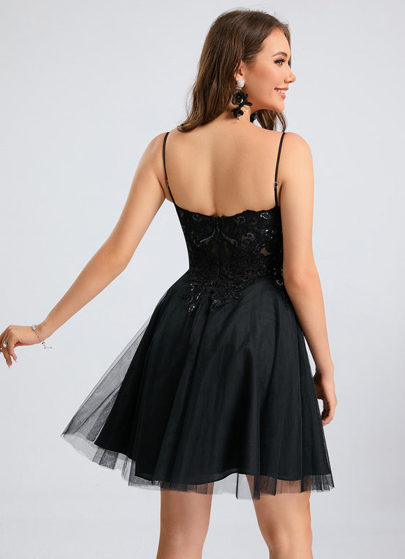 Robe Courte Tulle Embellie - gallery 1