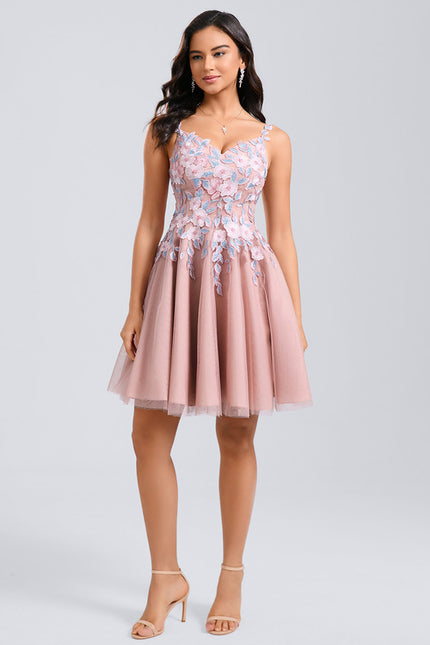 Robe Courte Rose Brodée - gallery 5