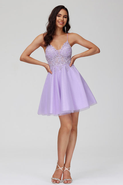 Robe Courte Tulle Lilas Élégante - gallery 6